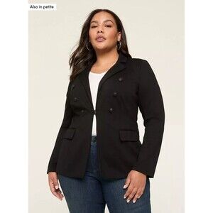 Lane Bryant - The Bryant Blazer Jacket Long Sleeve  Black Stretch Plus Size 24